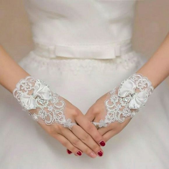 Woman Fingerless Beaded Lace Beaded Wedding - Picture 2 of 4